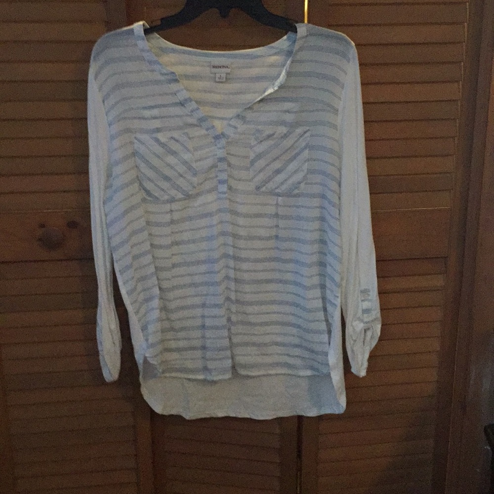 Blue and white blouse